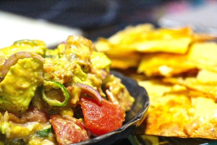 Mexican salsa dip and nachos