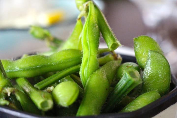 Amy's favourite next - the little green pearls of salty beany goodness - edamame