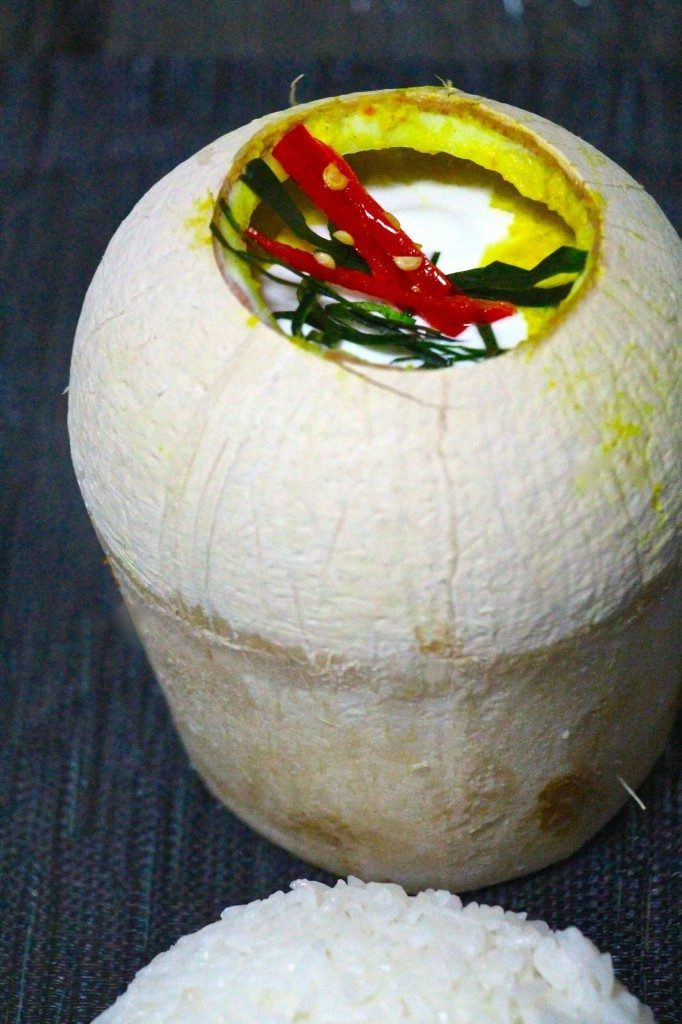 Cambodian fish curry recipe in a coconut