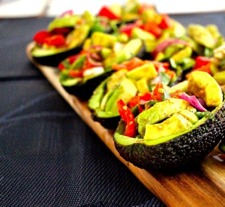 You've seen this recipe before, but this time I did 5 avocados, delivering 10 little personal salsa salads. These all went very quickly - good feed back again on these puppies. De-constructed and Re-constructed Avocado Salsa Salad