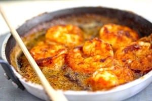 Prawns in a pan