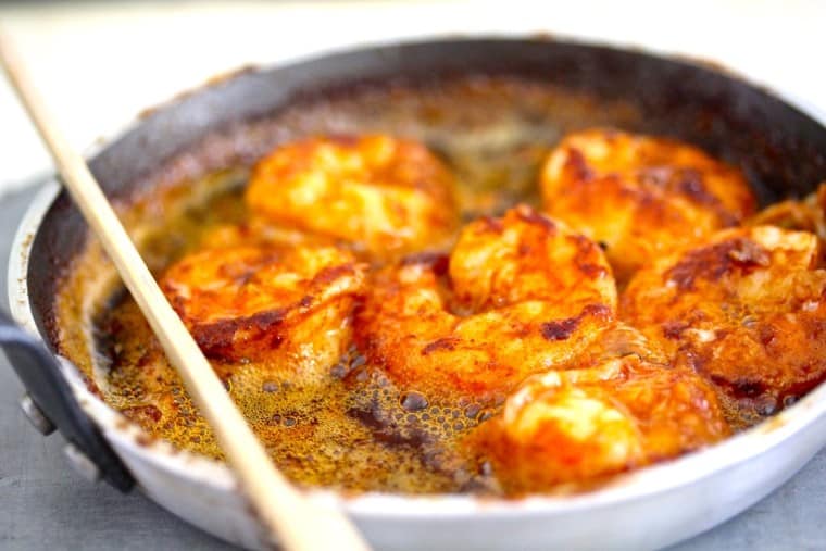 prawns in a pan: prawns recipe