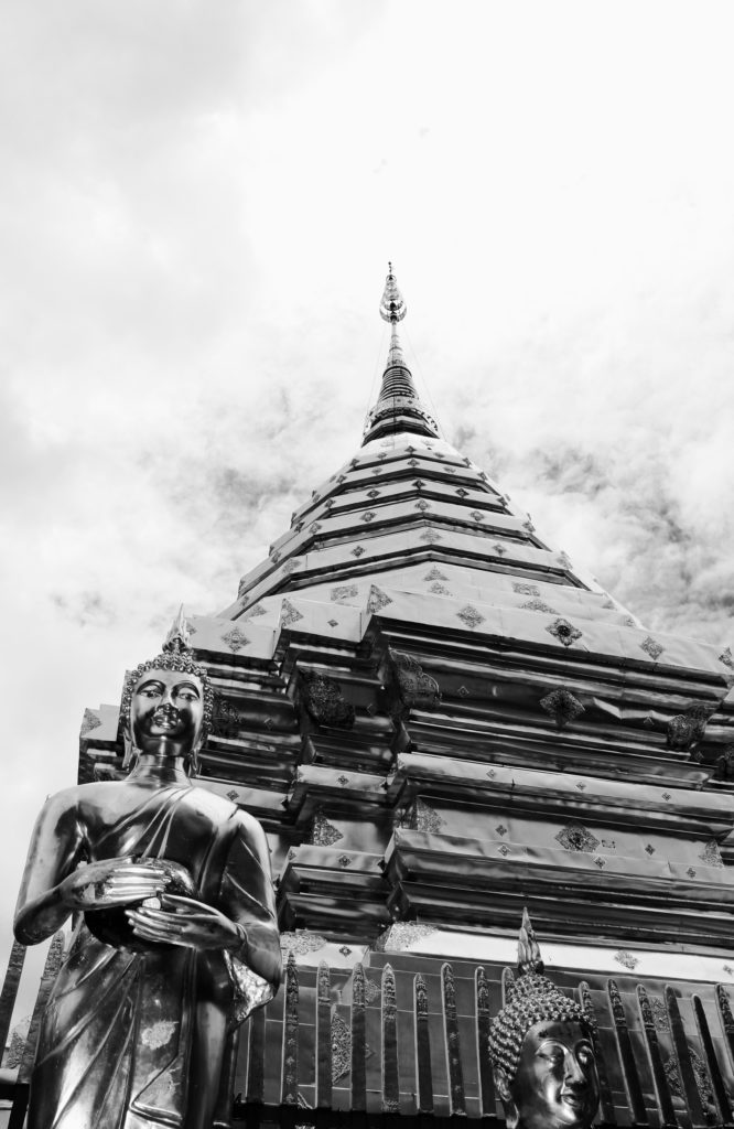 Chiang Mai Review black and white Wat