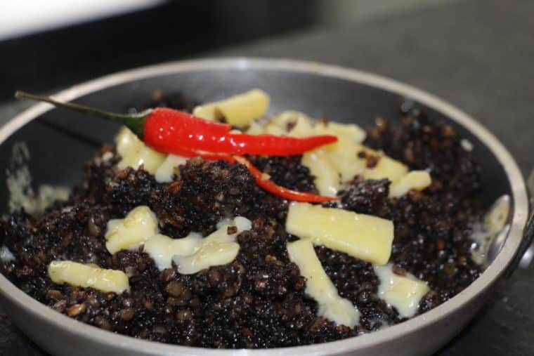 ChillaxBBX Chili Black Pudding with Holmbury Vintage Cheddar Cheese