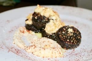 Black Pudding with Coarse Cheese and Horseradish