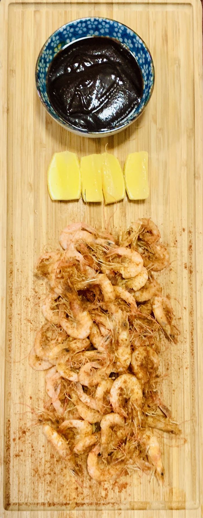 Shallow-fried School Prawns 'w' Lemon & HoiSin