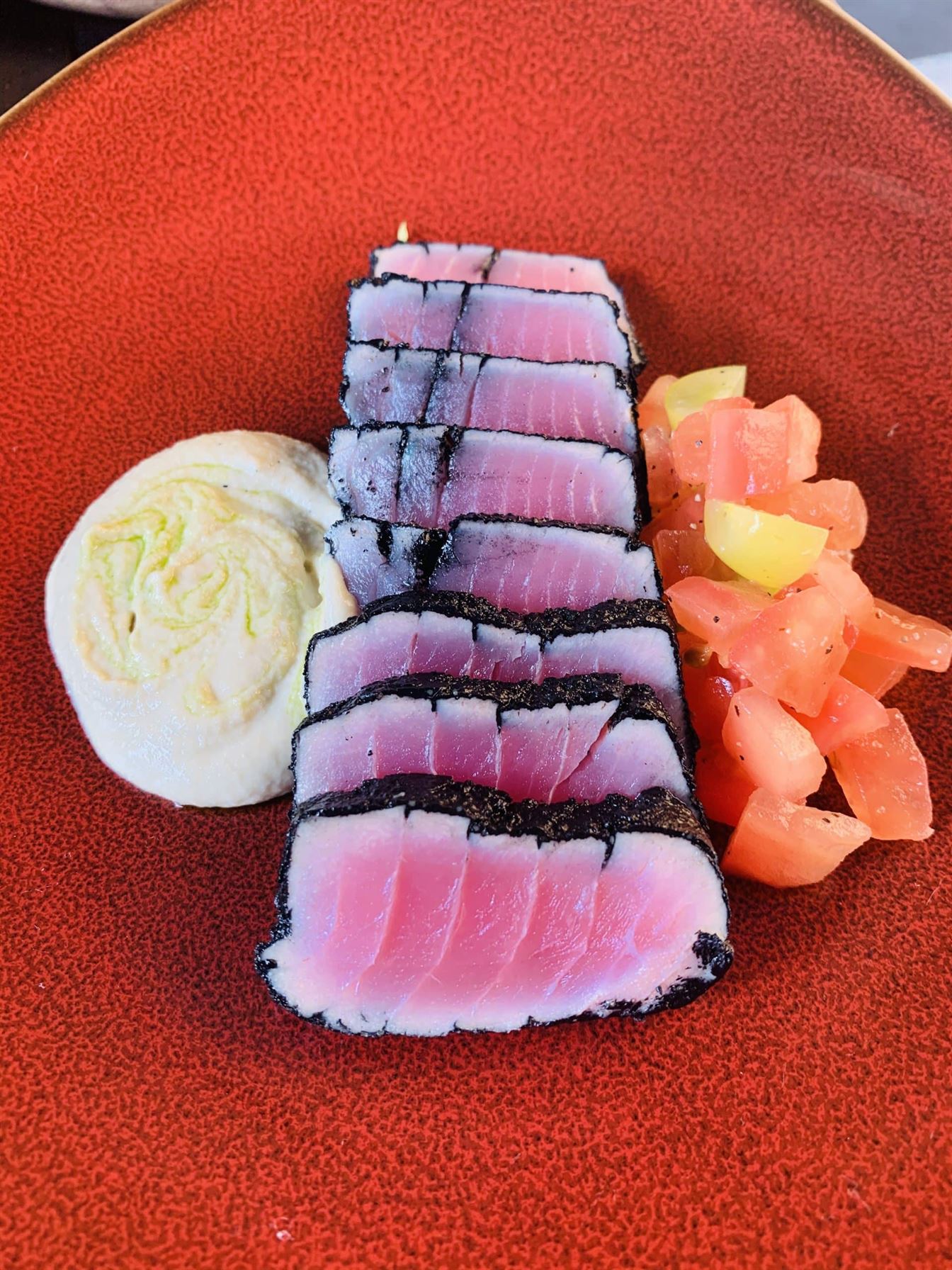 seared tuna loin with Ajoblanco sauce