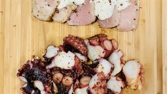 Octopus, Tuna Tataki & Red Salsa