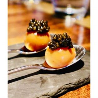 Smoked Quail Eggs & Caviar