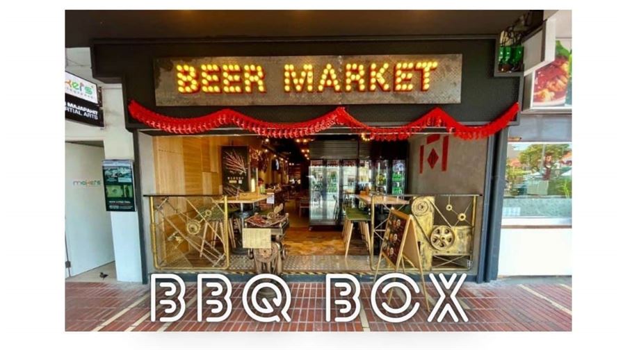 BBQ Box Katong Beer Bar Restaurant Offering BBQ Meat Skewers