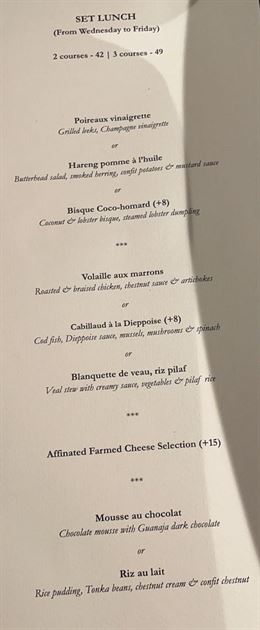 Clos Pasoh Menu