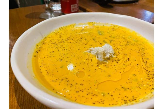 blue smoke curried pumpkin soup