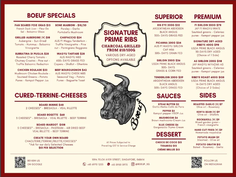 Boeuf Menu