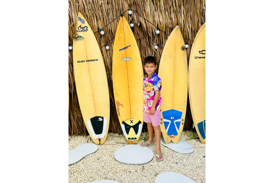 Mosa Restaurant Bohol Surfboards with Jude