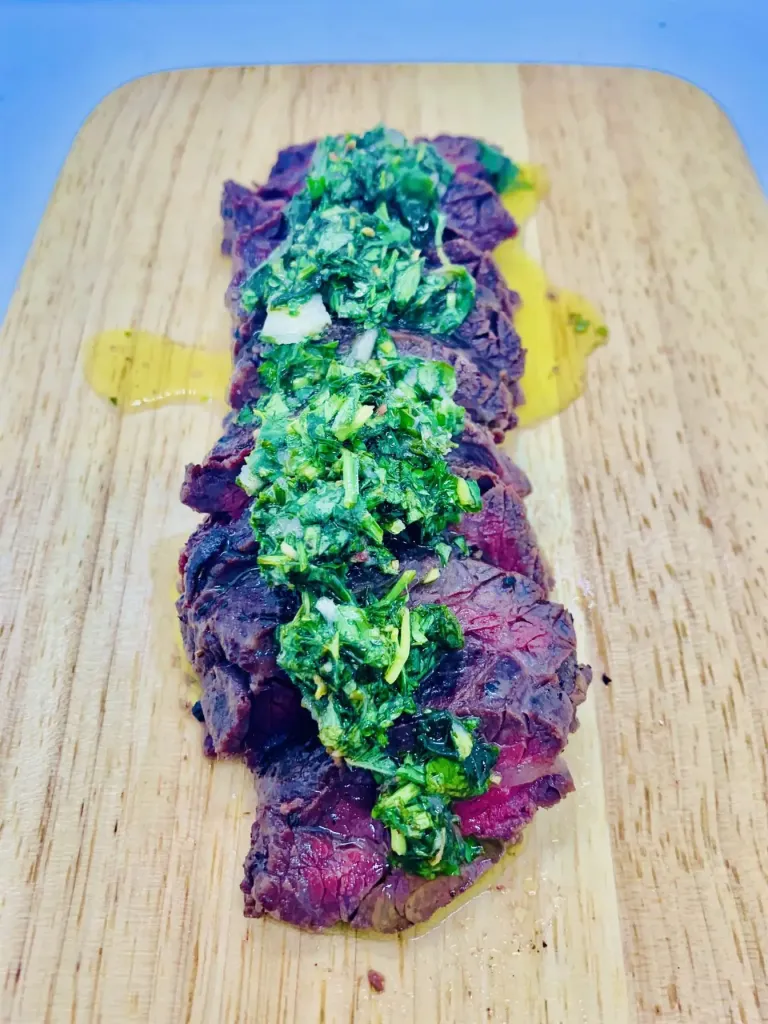bavette steak with chimichurri sauce