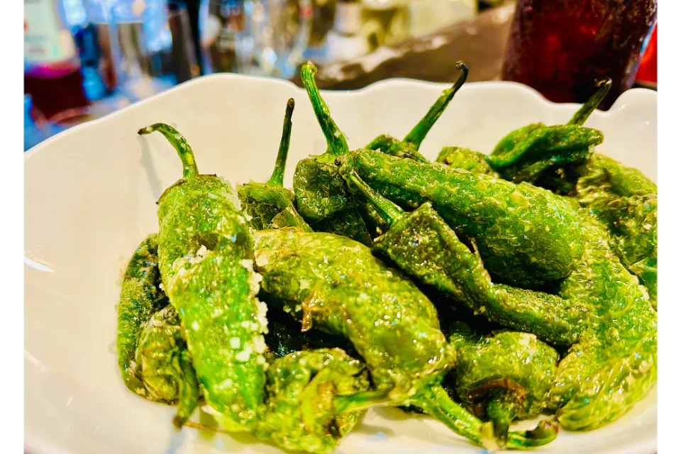 esquina restaurant padron peppers with chimmichurri and sriracha
