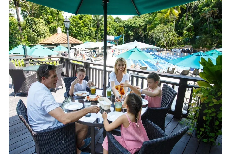 a family eating at a table