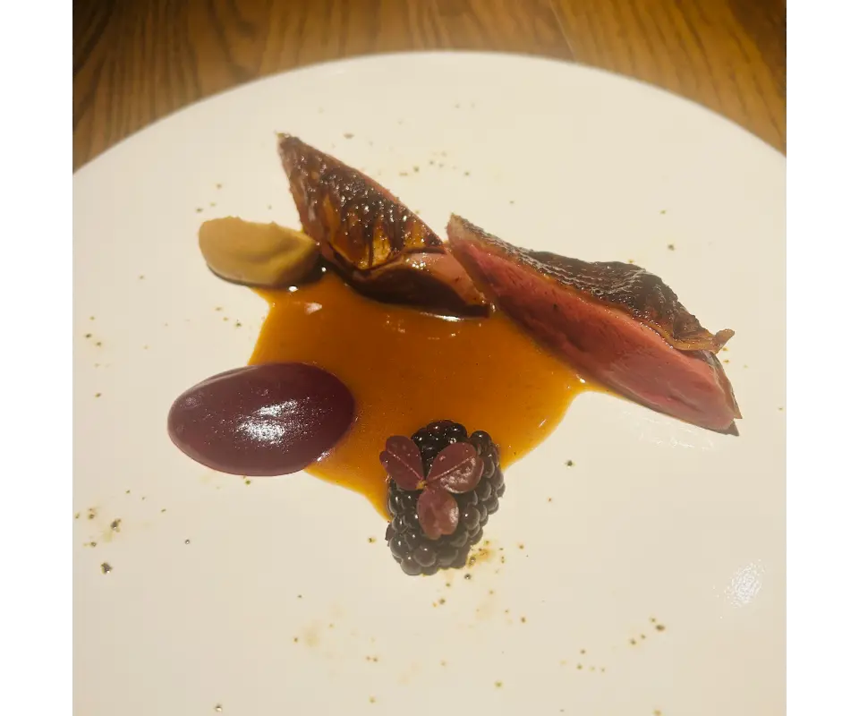 cure michelin-star review cure andrew walsh pigeon plum and blackberries