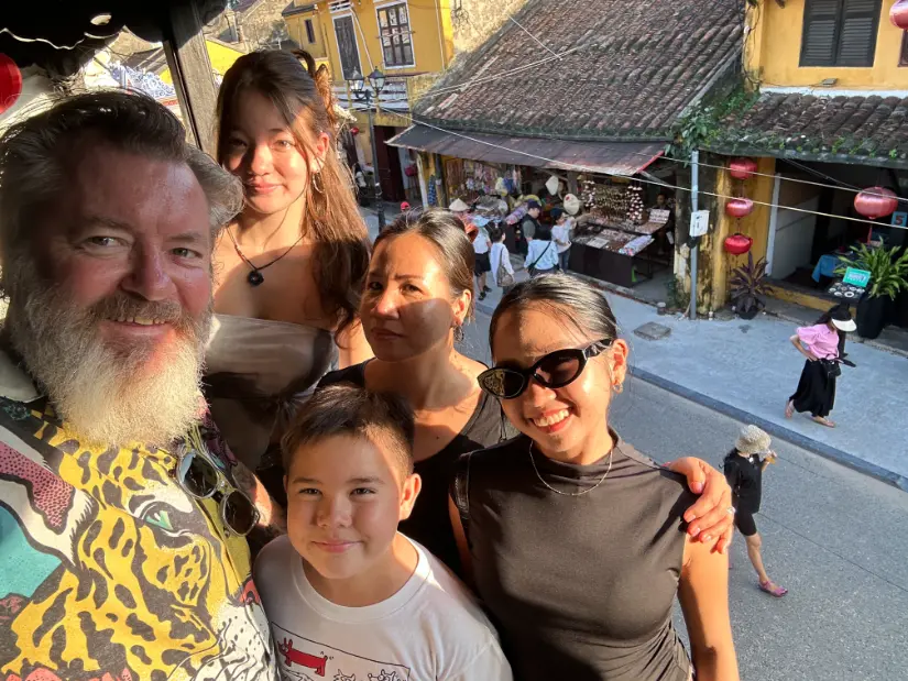 what to do in hoi an family shot ancient house balcony