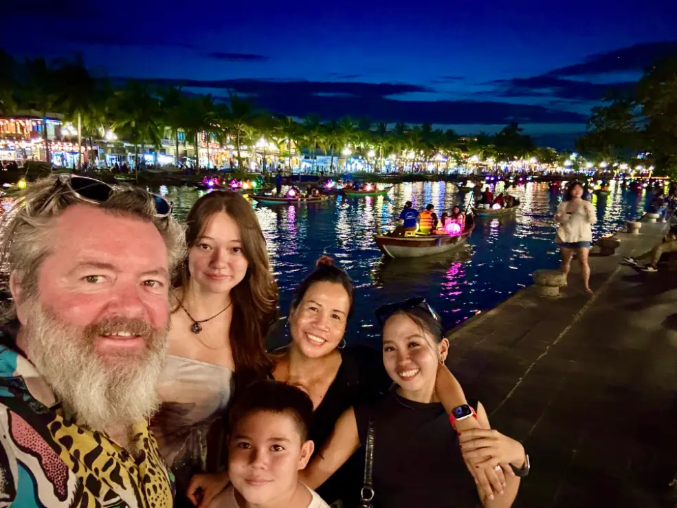 what to do in hoi an family shot at river in hoi an