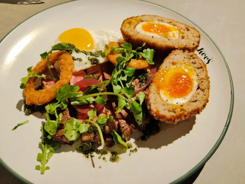 Steak and Eggs with Fennel Scotch Egg
