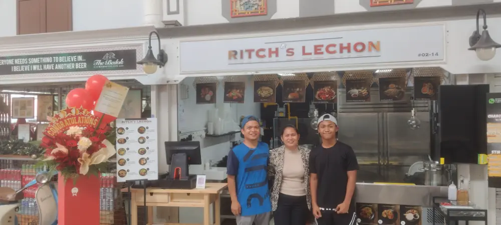 Ritchill with her husband and son at Ritch’s Lechon