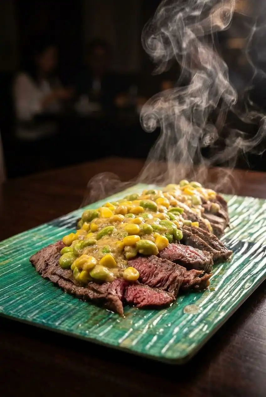 miso butter corn and edamame recipe with skirt steak